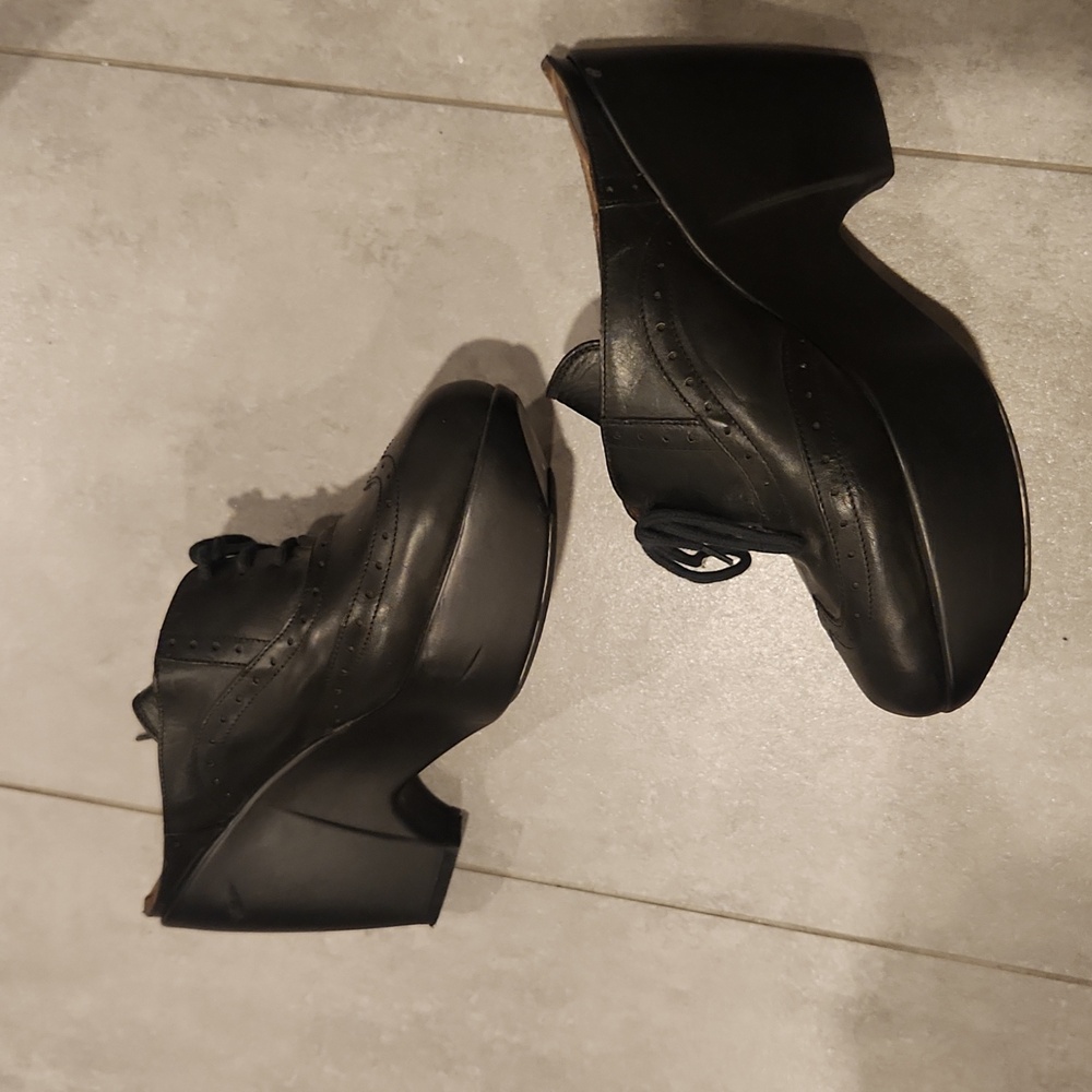 Marni Black Platform Wedge Oxford Shoes